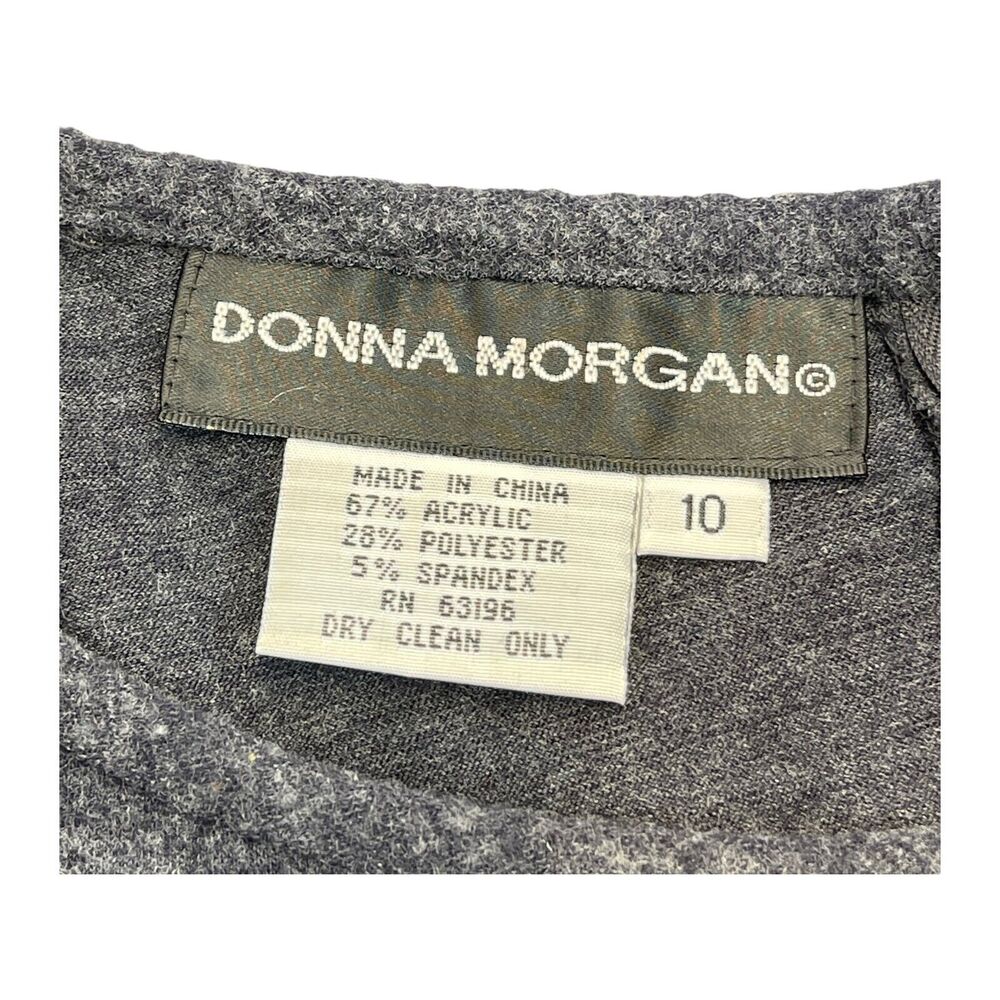 Donna Morgan A-Line Dress Women's 10 Gray Floral Stretch Back Zip Embroidered - Picture 3 of 7